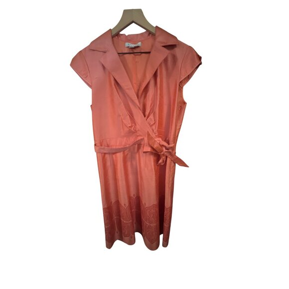 Kay Unger Womens Silk Knee-Length Dress With Embroidered Hem - Size 14 - Picture 1 of 5